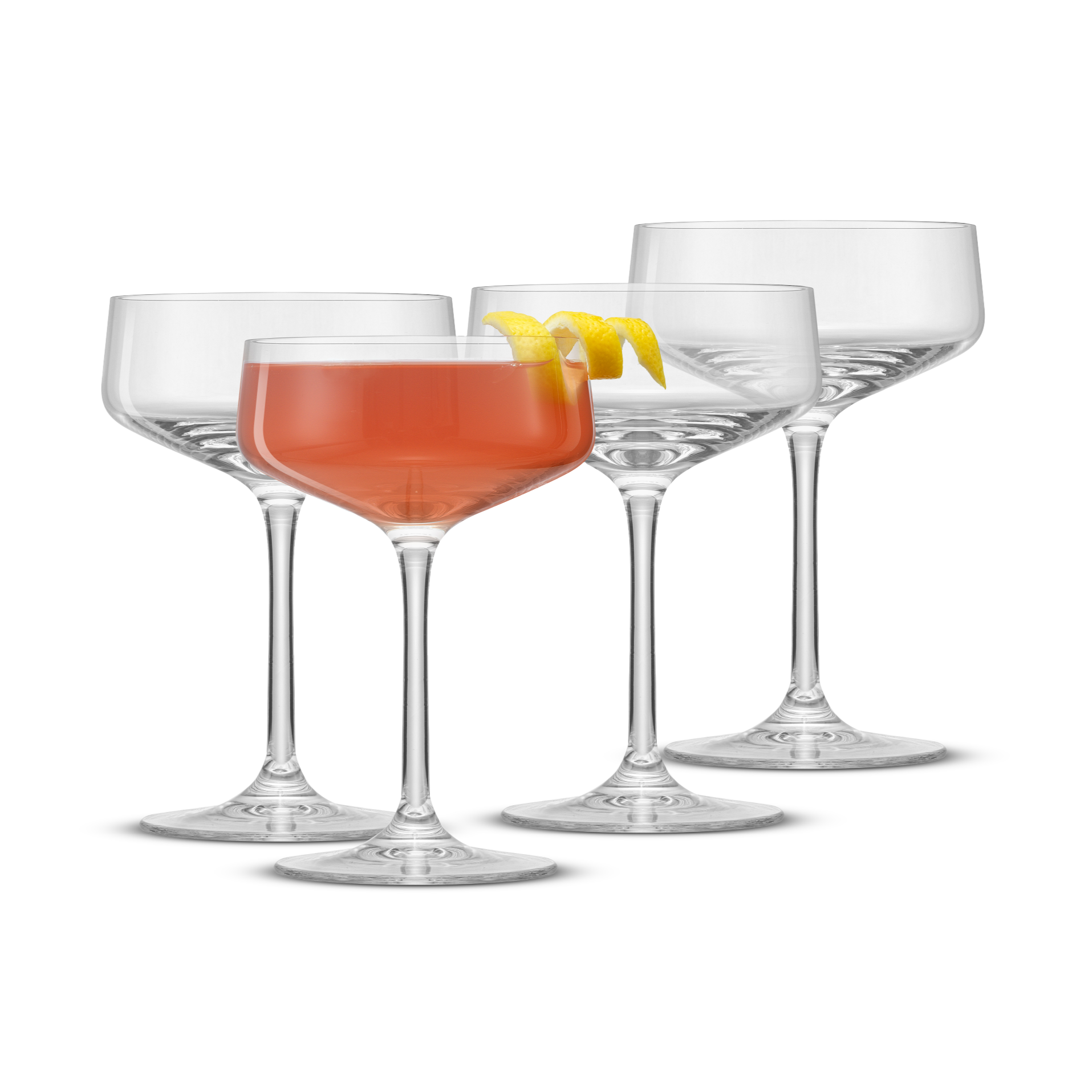 JoyJolt Sidney Coupe Glasses (Set of 4) – 8oz Lead-Free Crystal