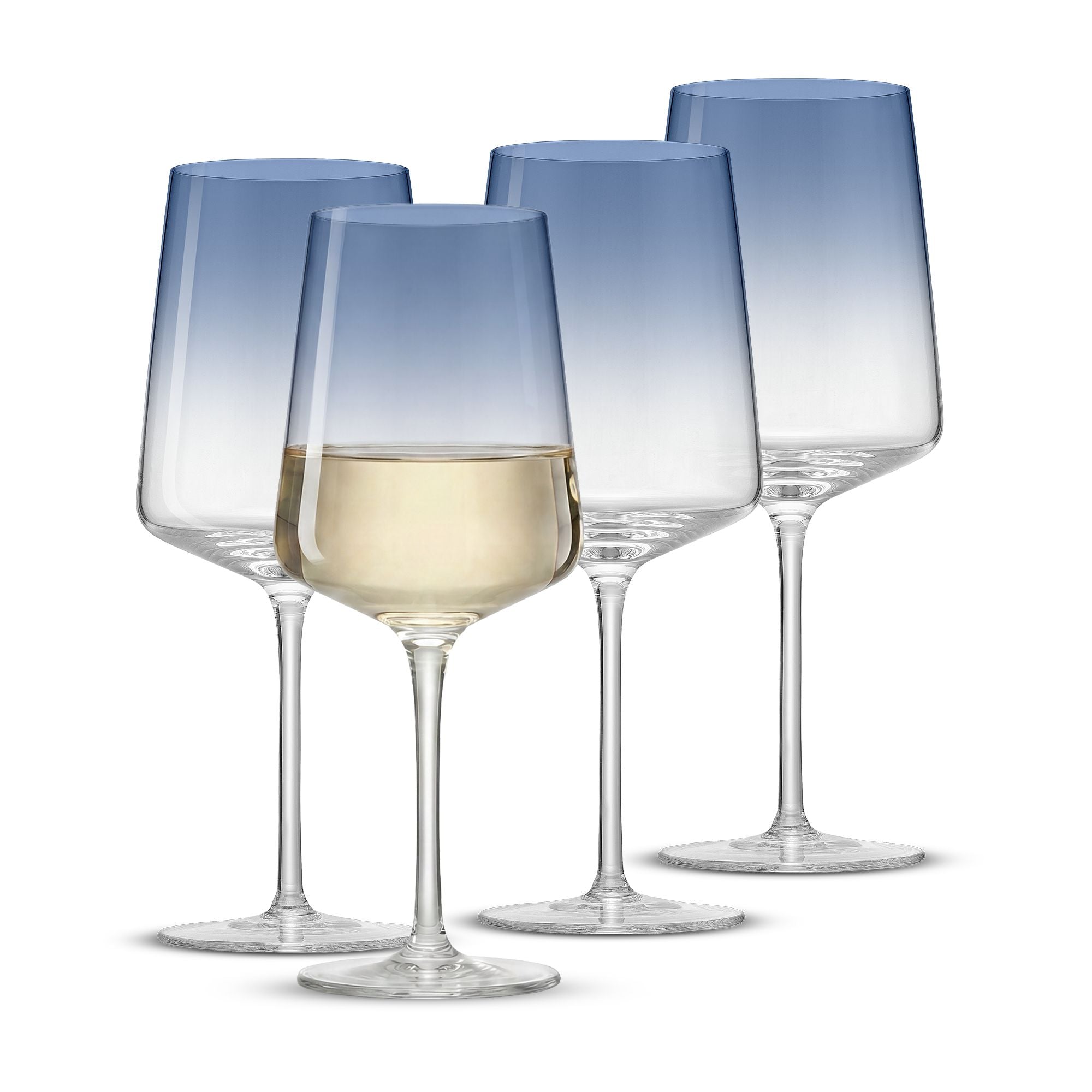 JoyJolt Sidney Blue Ombre White Wine Glasses, Set of 4