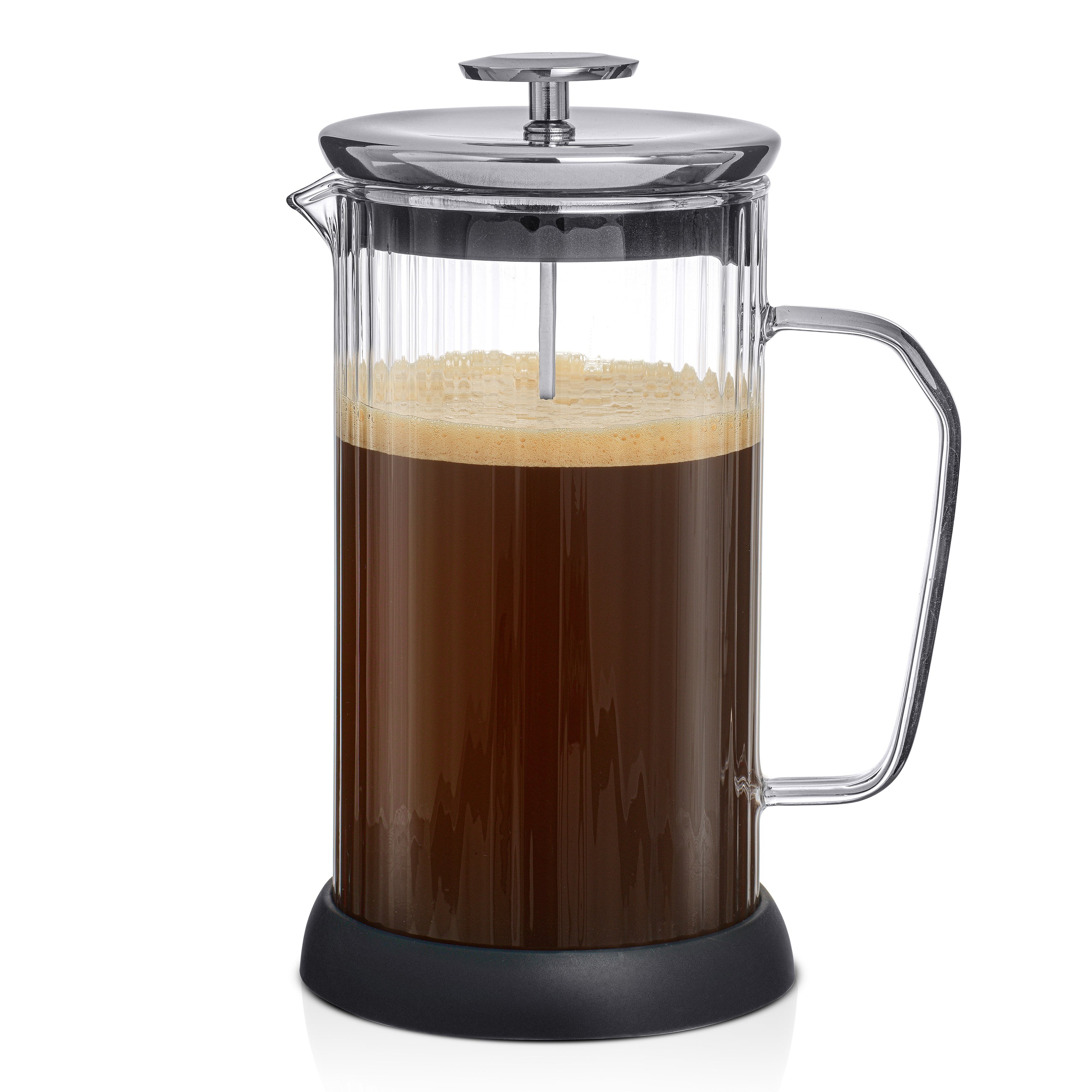 joyjolt-fluted-french-press-33-8-oz-borosilicate-glass-coffee-maker-with-stainle image 1