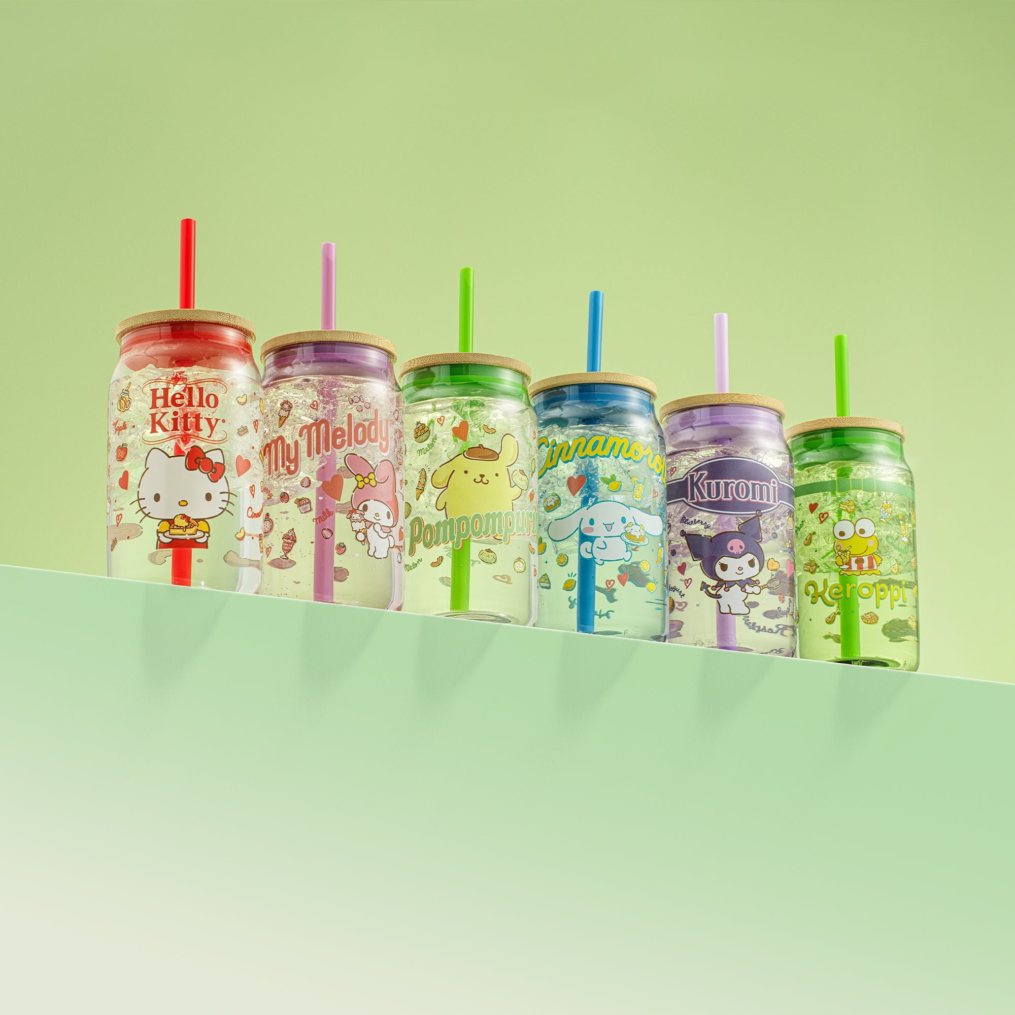joyjolt-hello-kitty-and-friends-keroppi-glass-tumbler-with-bamboo-lid-and-straw- image 3