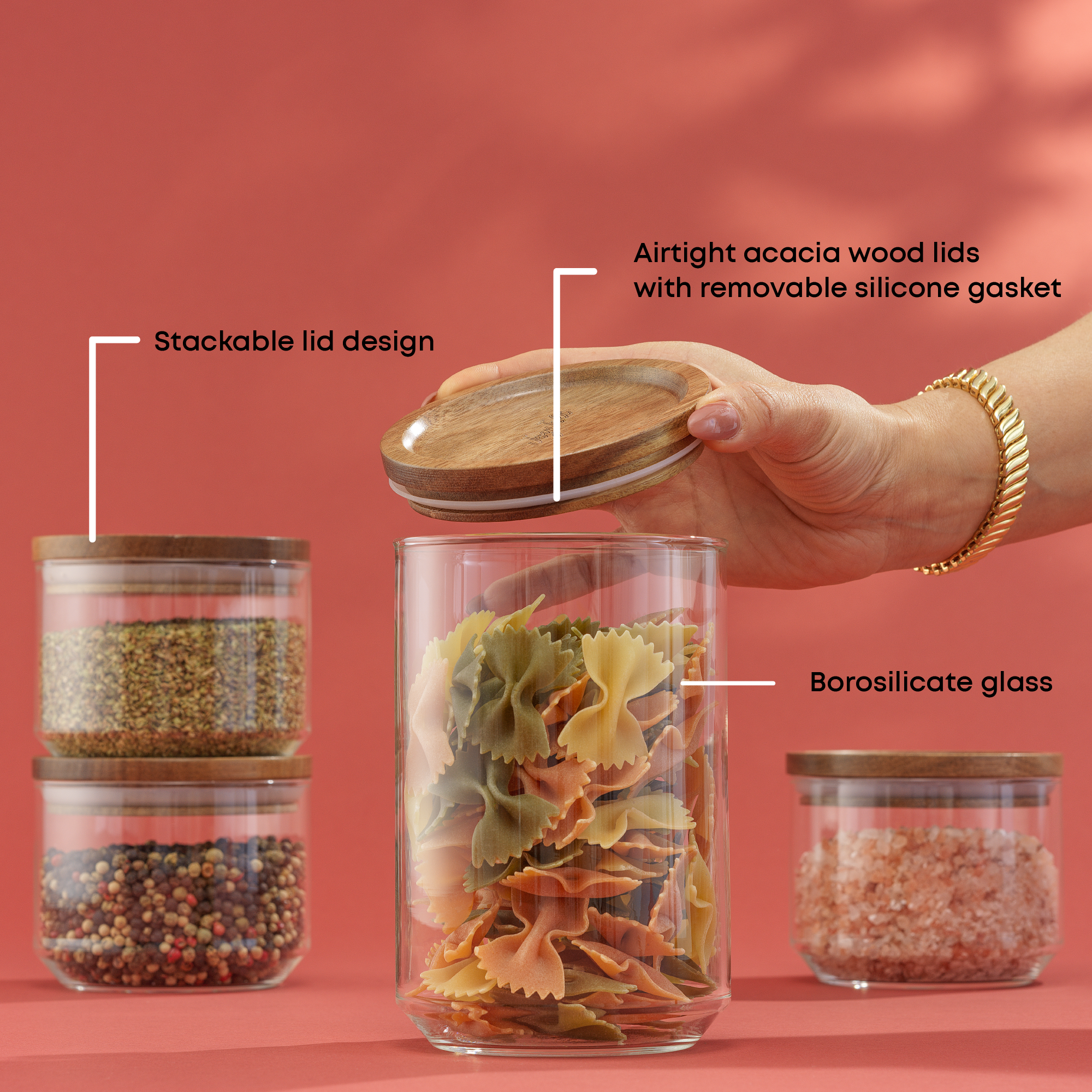 joyjolt-holden-11-piece-glass-canister-set-with-acacia-wood-tray image 2