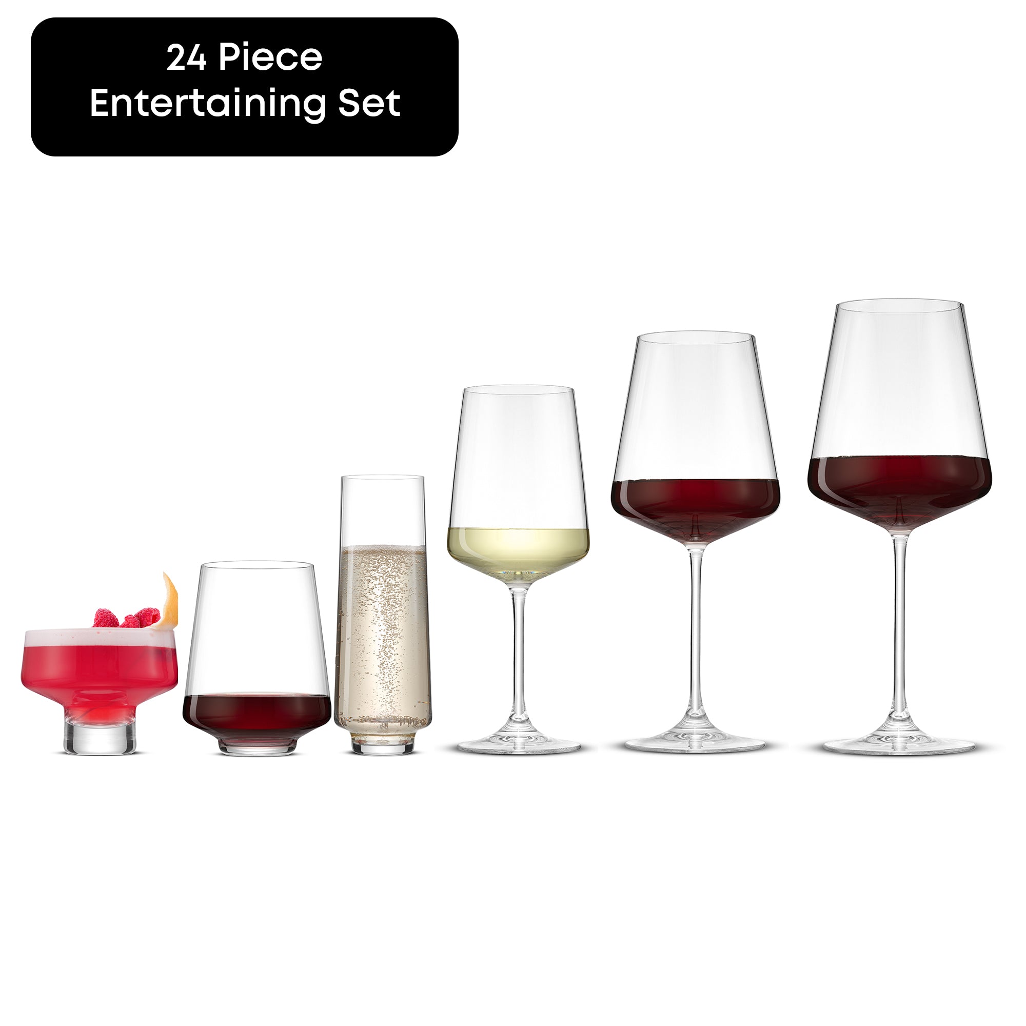 JoyJolt Sidney 24-Piece Crystal Glassware Entertaining Set